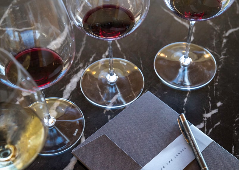 Wine glasses on table