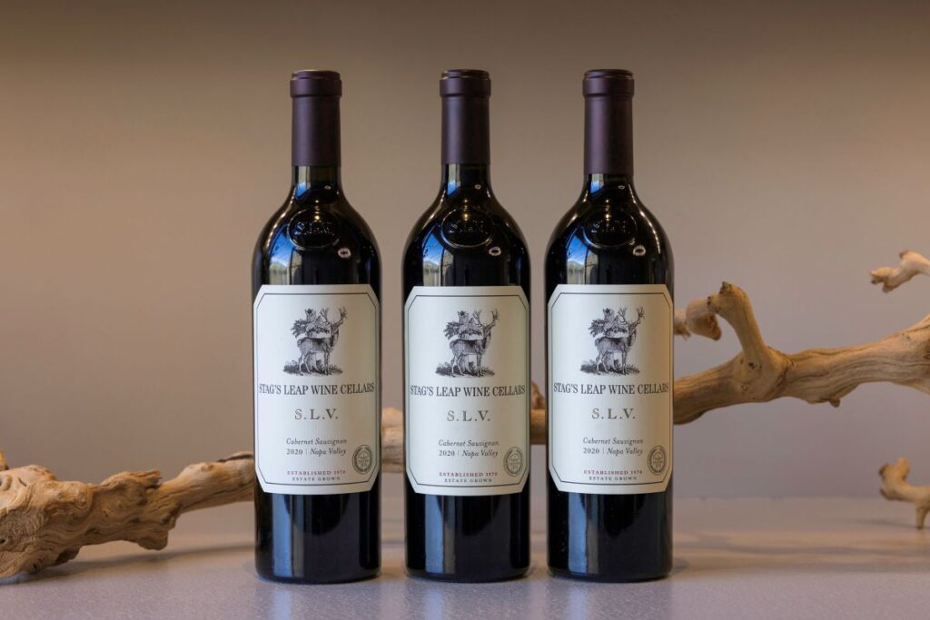 Three bottles of stag's leap wine cellars s.l.v. cabernet sauvignon wine