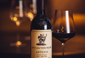 Bottle ARTEMIS Cabernet Sauvignon with poured glass.